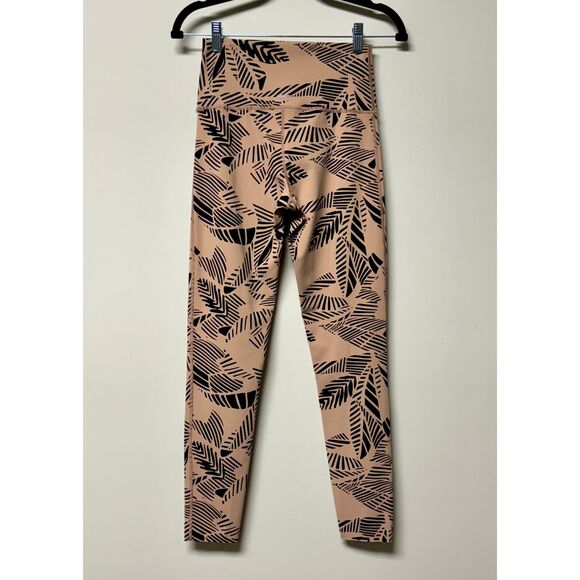 AERIE Palm Leaf Print 7/8 Leggings Smooth Touch High Rise Black/Tan, Sz M - Picture 4 of 11